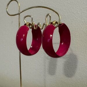 ⚜️3 for $30⚜️ Vintage Bold Fuchsia Hot Pink Retro Hoop Clip On Earrings